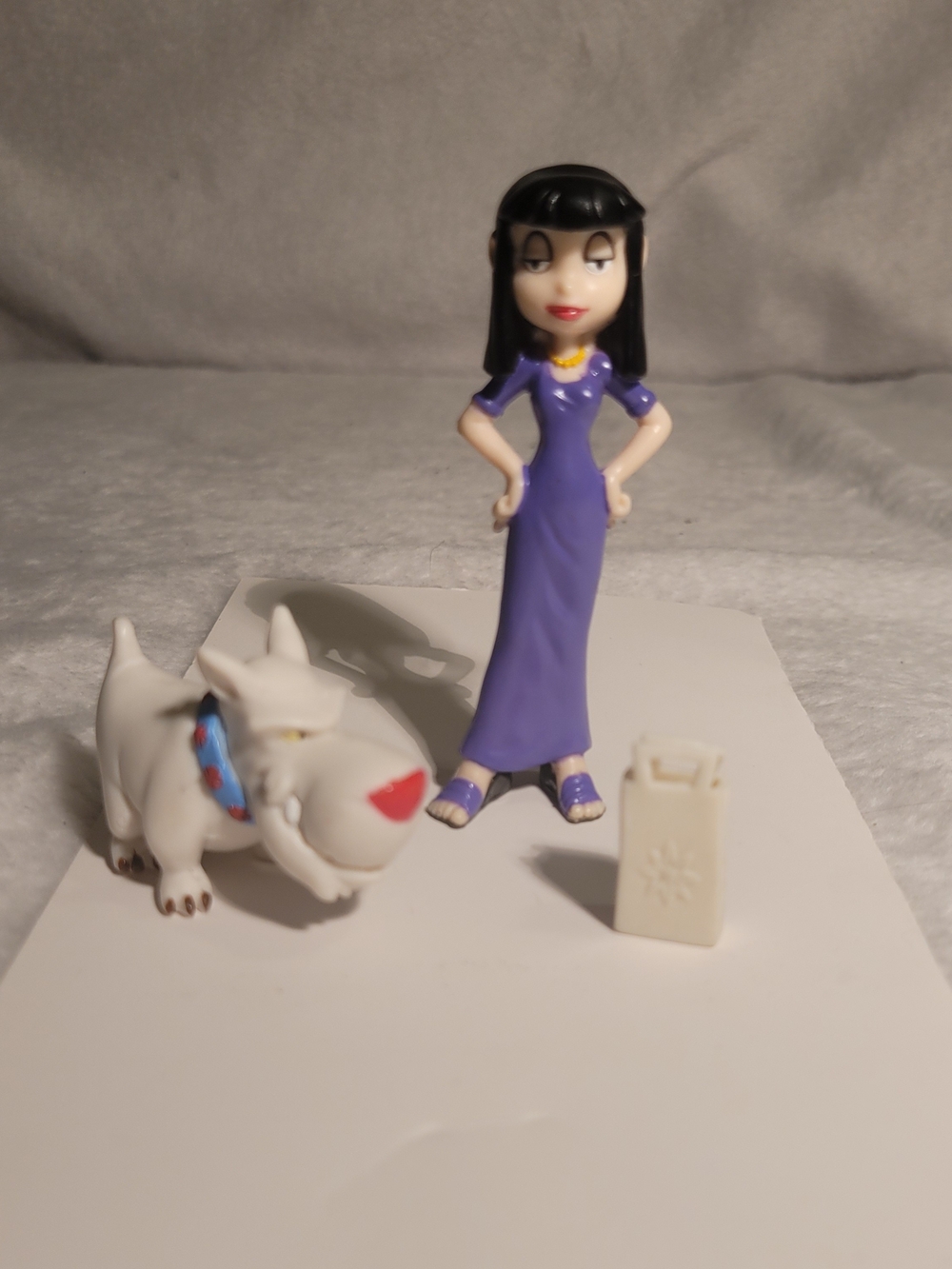 Sabrina, the teenaged witch. Female Figurine in Purple Dress with White Bulldog